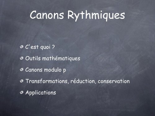 Sur les canons rythmiques - Free