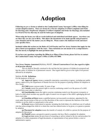 Adoption Information Forms - Cumberland County