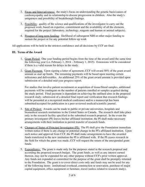 1 of 6 CCF RESEARCH GRANT APPLICATION 2013 GUIDELINES ...