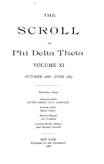 1886 Volume 11 No 1–5 - Phi Delta Theta Scroll Archive