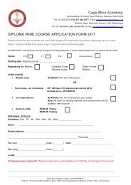 diploma wine course application form 2011 - Cape Wine Academy