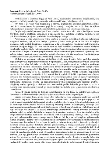 recenzija knjige dr petra diniÄa "hiropraktikom do zdravlja" - a (www ...