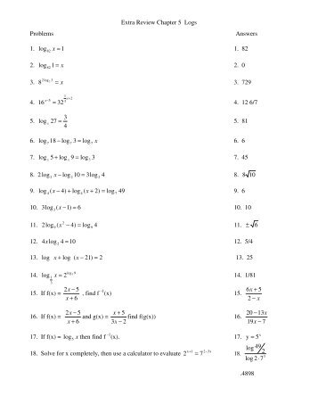 4log3 10 log log = â x 12. 104log4 = x 2 log = x