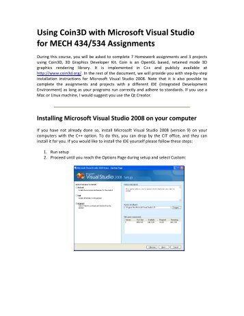 Using Coin3D with Microsoft Visual Studio for MECH 434/534 ...