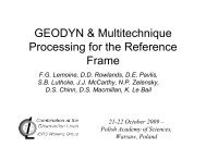 GEODYN & Multitechnique Processing for the Reference Frame - IERS