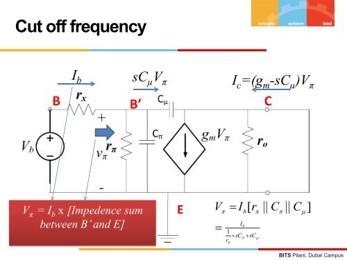 BJT Internal Capacitances and High Frequency Model - BITS Pilani