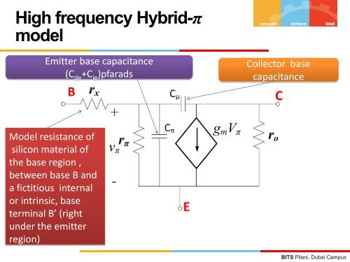 BJT Internal Capacitances and High Frequency Model - BITS Pilani