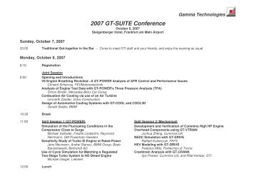2007 GT-SUITE Conference - Gamma Technologies