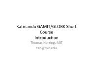 Katmandu GAMIT/GLOBK Short Course Introducuon
