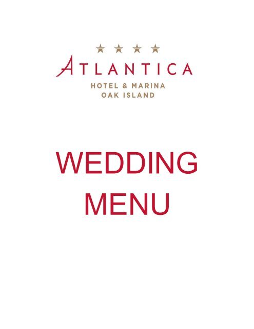 Wedding Menu - Atlantica Hotel & Marina Oak Island