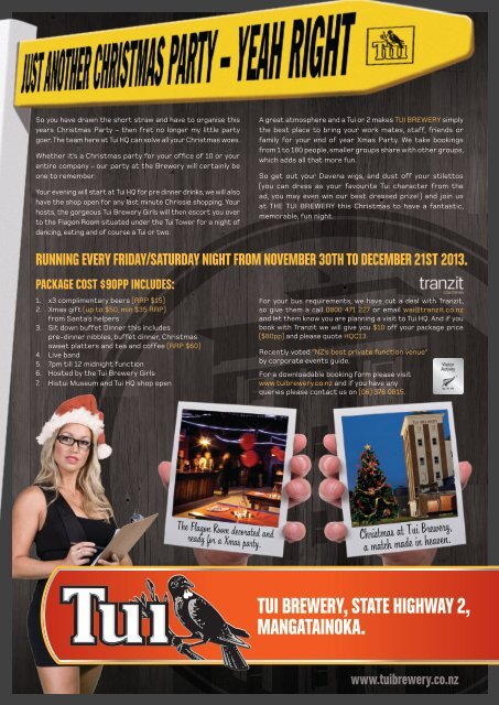 Want to have your Christmas Party at The Mangatainoka Tui Brewery?