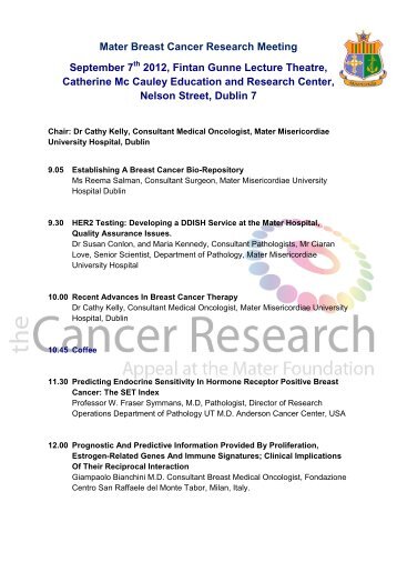 Mater Breast Cancer Research Meeting - Molecular Medicine Ireland