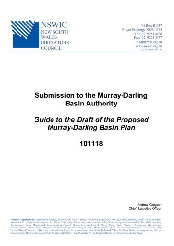 Murray-Darling Basin Authority submission - NSW Irrigators' Council