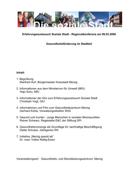 download des Protokolls - Erfahrungsaustausch Stadtentwicklung ...