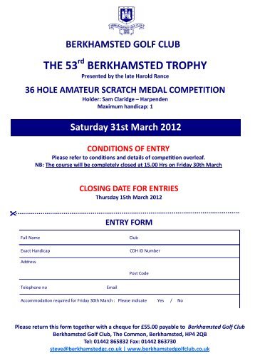Berkhamsted Trophy - England Golf