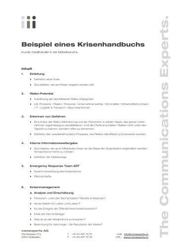 Beispiel Krisenhandbuch MÃ¶bel-DetailhÃ¤ndler - comexperts AG