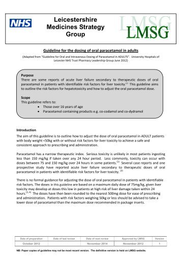 Oral paracetamol guidelines - Leicestershire Medicines Strategy ...