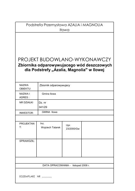 PROJEKT BUDOWLANO-WYKONAWCZY - Gmina Iłowa