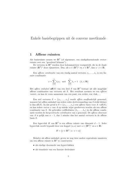 Enkele basisbegrippen uit de convexe meetkunde