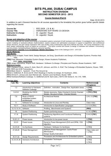 Handout - Student Welfare Division - BITS Pilani