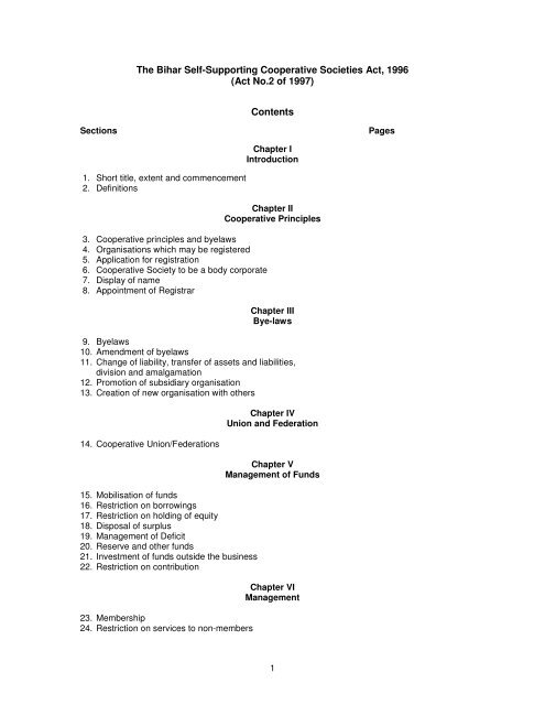 The Bihar Self-Supporting Cooperative Societies Act, 1996 (Act No.2 ...