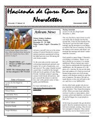Ashram News Ashram News - Hacienda de Guru Ram Das