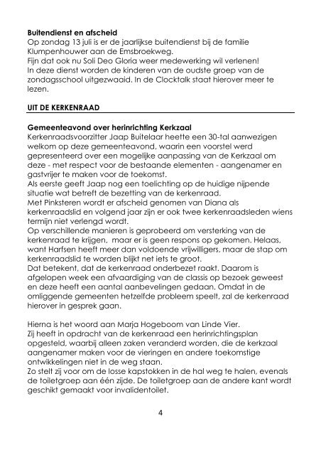 Maandelijks nieuws van de Protestantse Gemeente ... - Harfsen.nl