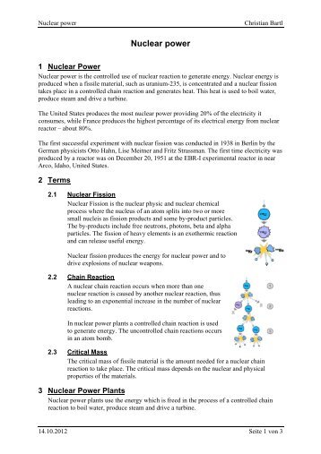 Nuclear power - bartlweb