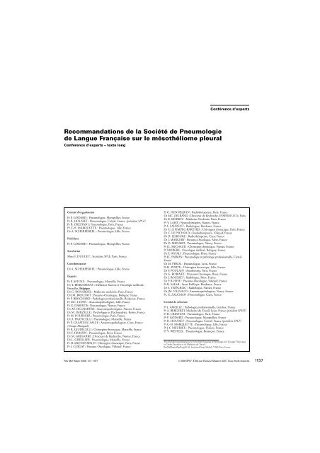 4.1. MÃ©sothÃ©liome pleural malin - SPLF