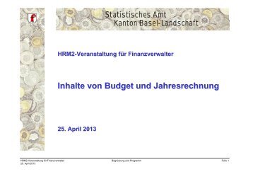 Inhalte von Budget und Jahresrechnung (pdf) - Statistik Baselland