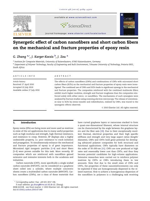 Synergetic effect of carbon nanofibers and short carbon fibers on the ...