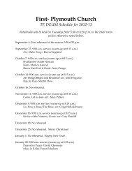 First- Plymouth Church TE DEUM Schedule for 2012-13