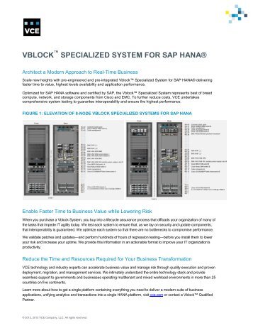 Vblock™ Specialized Systems for SAP HANA® Data Sheet - VCE