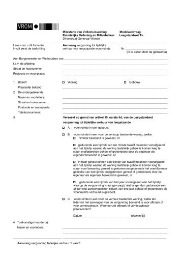 Aanvraagformulier Vergunning tijdelijke verhuur - Gemeente ...