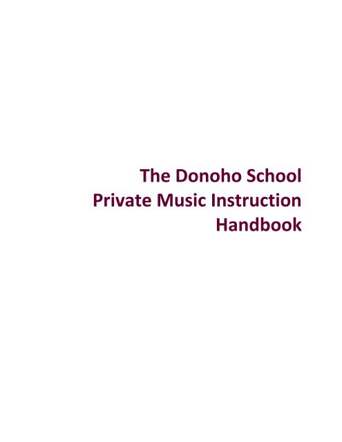 The Donoho School Private Music Instruction Handbook