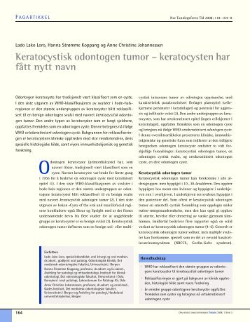 Keratocystisk odontogen tumor - Den norske tannlegeforenings ...