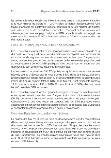 Rapport sur l'investissement dans le monde 2011 - unctad