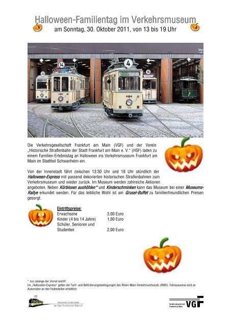 Fahrplan Halloween-Express - Historische StraÃenbahn der Stadt ...