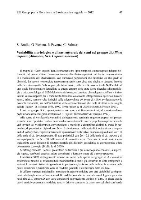 Flora vascolare d'Italia: studi biosistematici, taxa endemici e loci ...