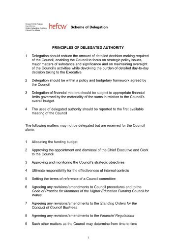 Scheme of Delegation PRINCIPLES OF DELEGATED AUTHORITY ...