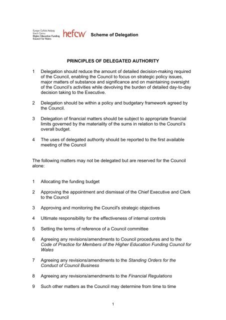 Scheme of Delegation PRINCIPLES OF DELEGATED AUTHORITY ...