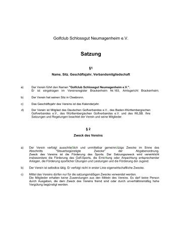 neue SATZUNG gÃ¼ltig ab 01.04.2010 - Golfclub Schlossgut ...