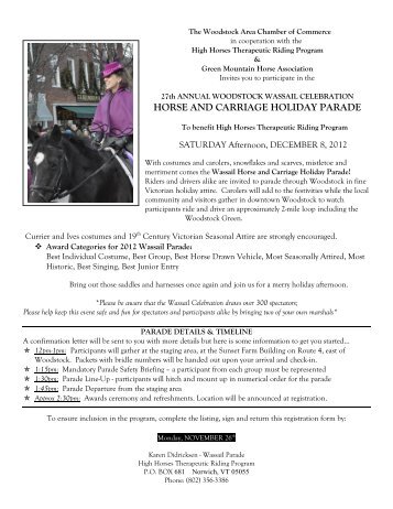 Wassail Parade Entry Form - High Horses Therapeutic Riding Program