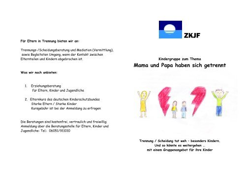 Flyer Kindergruppe "Mama und Papa haben sich getrennt"