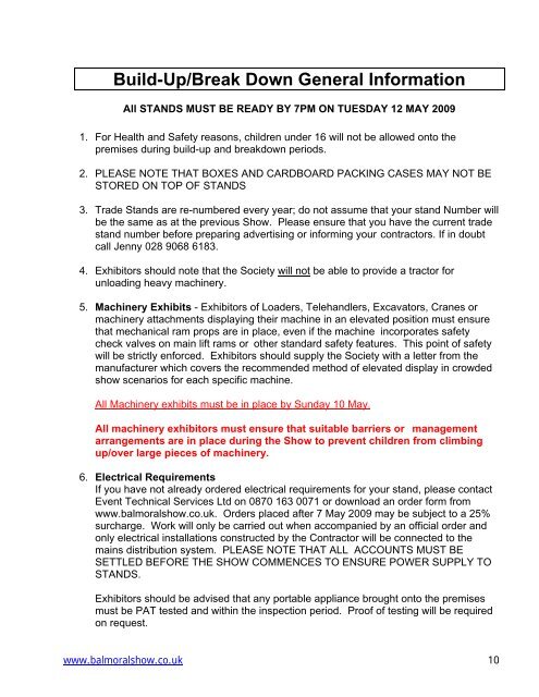 Trade Exhibitor Manual - Balmoral Show