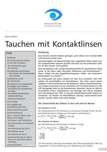 Tauchen mit Kontaktlinsen - Holland & Dorider