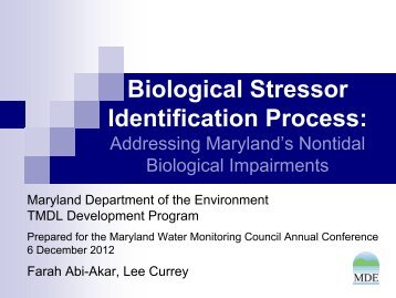 Farah Abi-Akar (MDE) - Maryland Department of Natural Resources ...