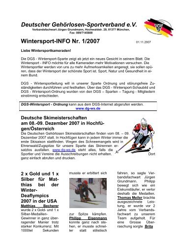 DGS WS-INFO 1 2007 - DGS-Wintersport
