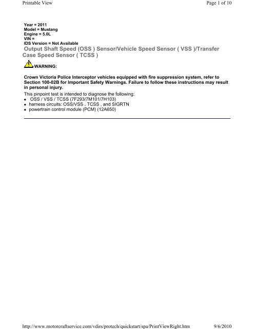 Output Shaft Speed (OSS ) Sensor/Vehicle Speed Sensor ( VSS ...