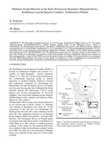 Platinum-Group Minerals in the Early Proterozoic KuusijÃ¤rvi ...